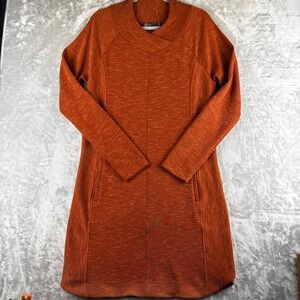Prana Dress Women Large Orange Long Sleeve Cowl Neck Textured Pockets (1447)